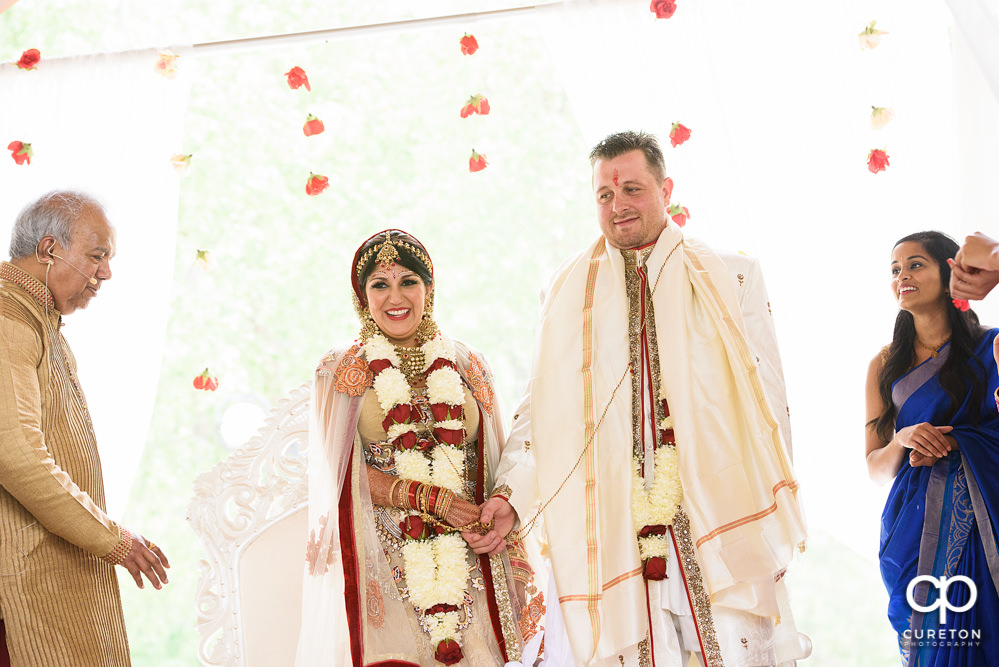 Outdoor Indian wedding ceremony at Embassy Suites hotel in Greenville SC.