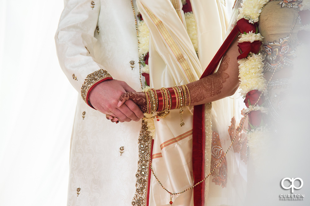 Outdoor Indian wedding ceremony at Embassy Suites hotel in Greenville SC.