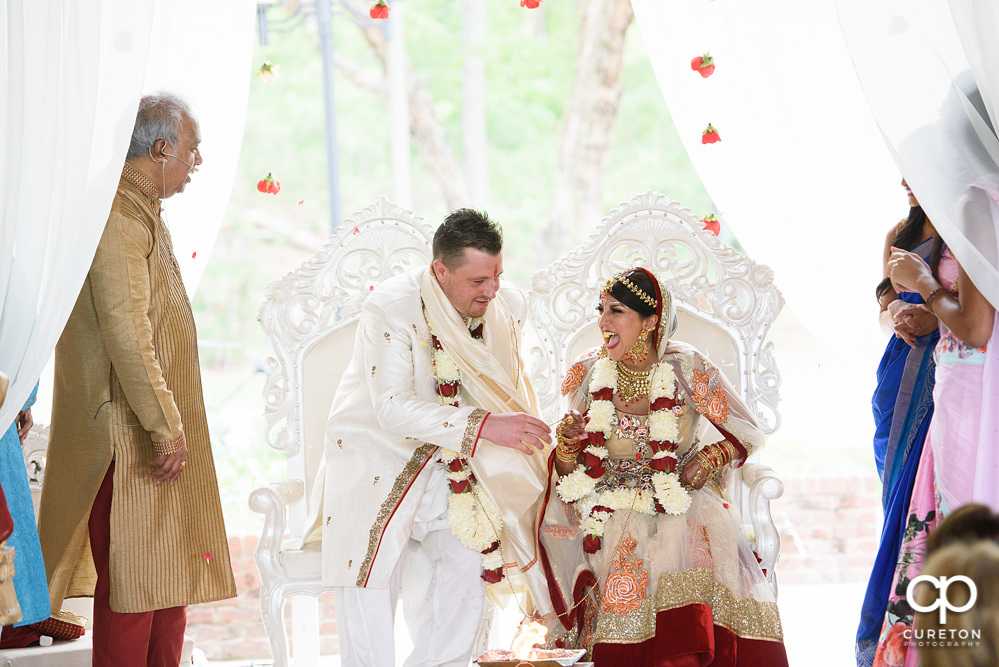 Outdoor Indian wedding ceremony at Embassy Suites hotel in Greenville SC.