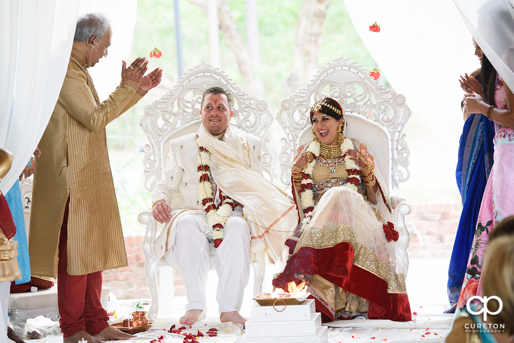 Outdoor Indian wedding ceremony at Embassy Suites hotel in Greenville SC.