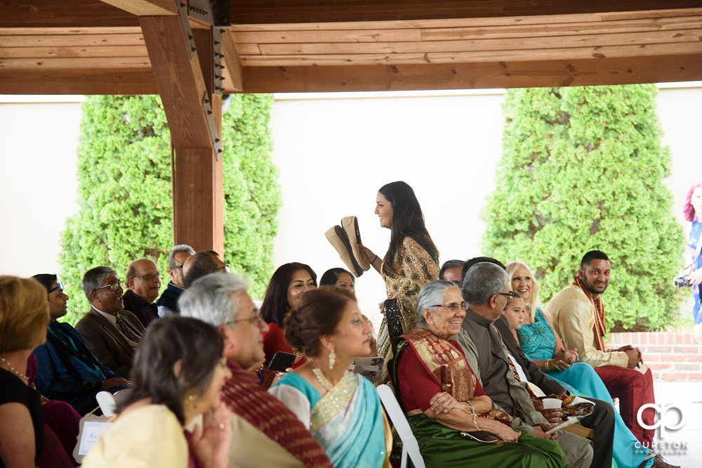 Outdoor Indian wedding ceremony at Embassy Suites hotel in Greenville SC.