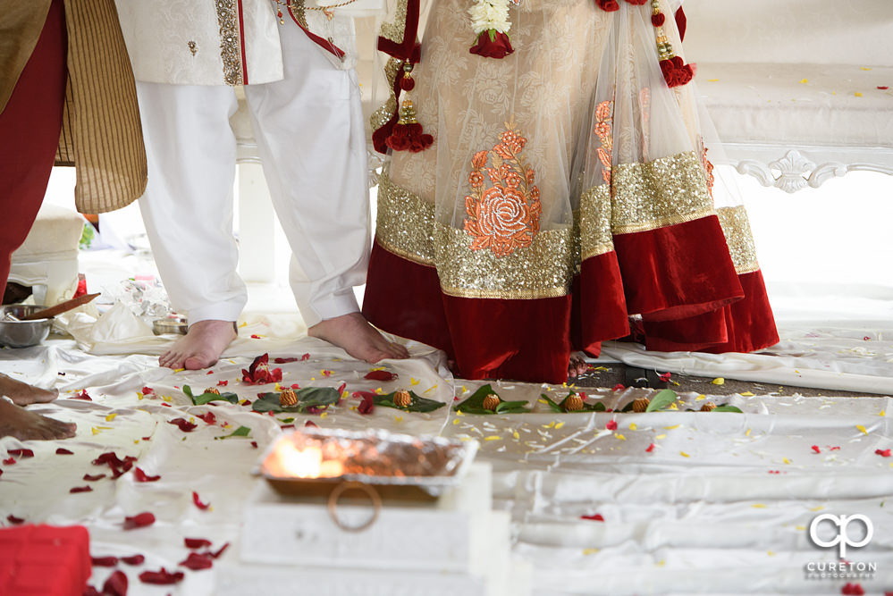 Outdoor Indian wedding ceremony at Embassy Suites hotel in Greenville SC.