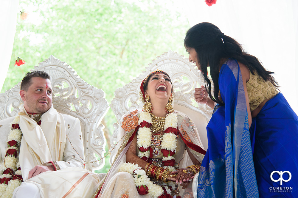 Outdoor Indian wedding ceremony at Embassy Suites hotel in Greenville SC.