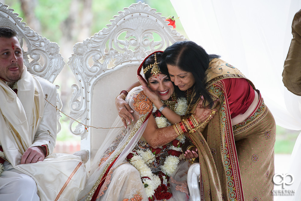 Outdoor Indian wedding ceremony at Embassy Suites hotel in Greenville SC.