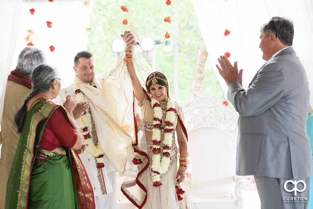 Outdoor Indian wedding ceremony at Embassy Suites hotel in Greenville SC.