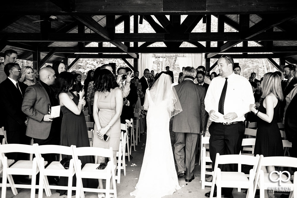 Outdoor wedding ceremony at Embassy Suites.