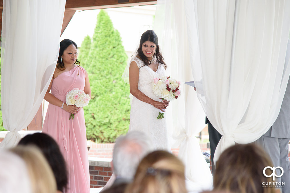 Outdoor wedding ceremony at Embassy Suites.