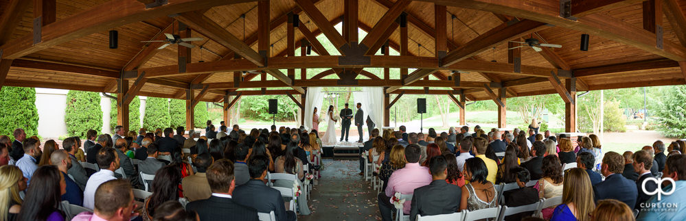 Outdoor wedding ceremony at Embassy Suites.