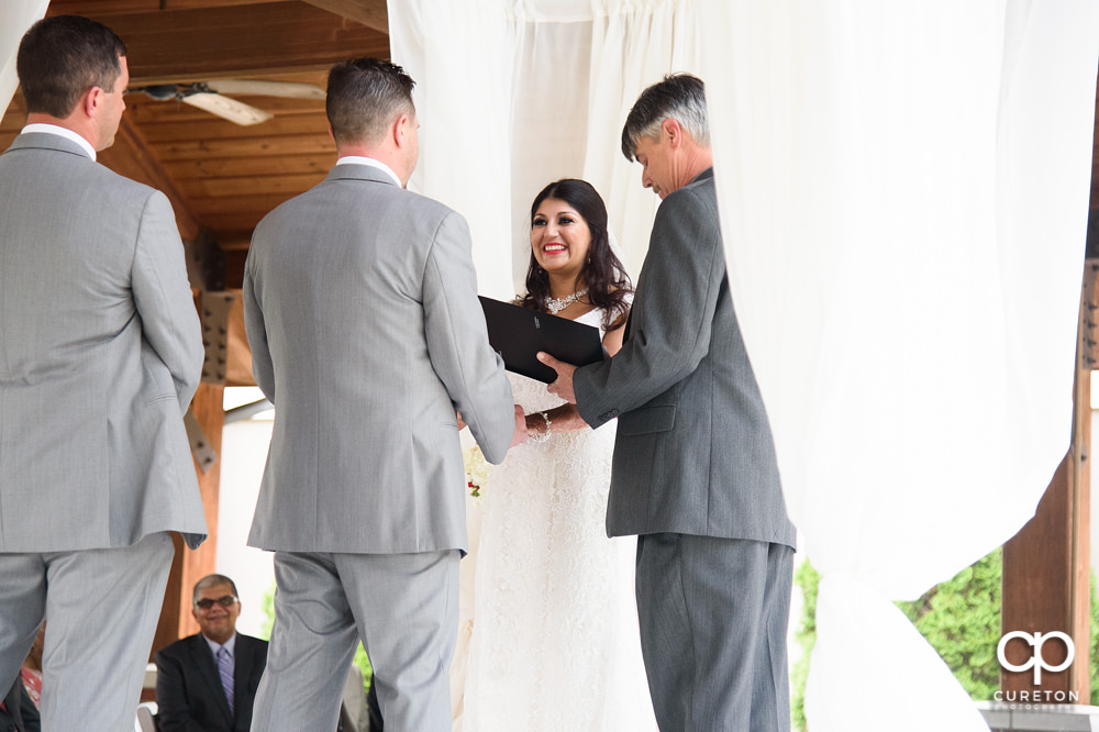 Outdoor wedding ceremony at Embassy Suites.