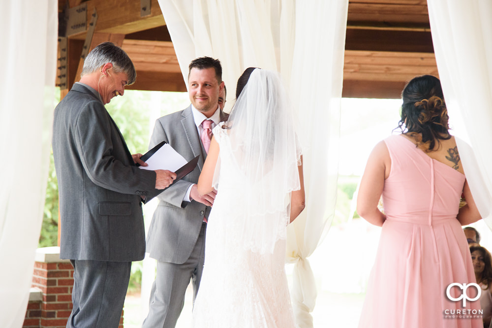 Outdoor wedding ceremony at Embassy Suites.