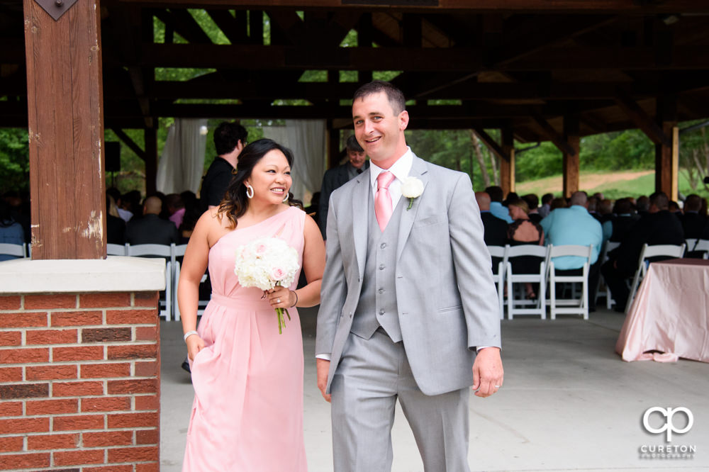 Outdoor wedding ceremony at Embassy Suites.