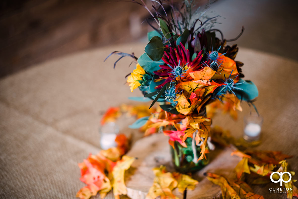 Fall flower wedding center piece.