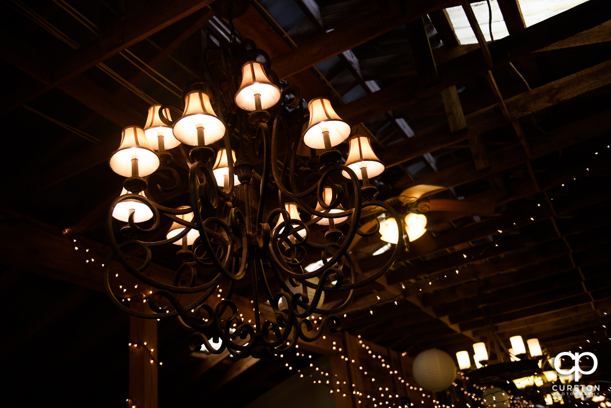 Chandelier in the barn at Lindsey Plantation.