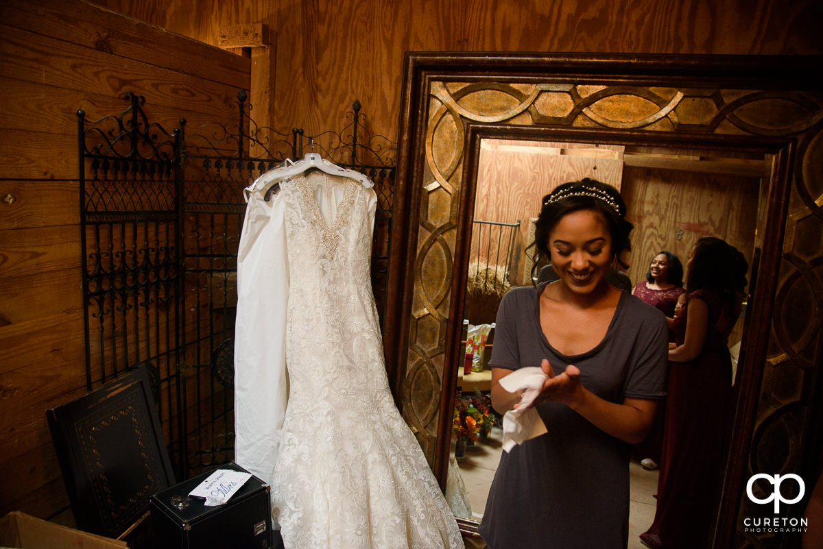 Bride and her dress.