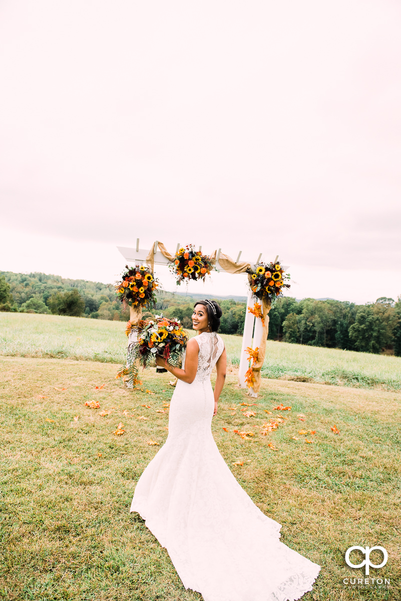 Bride before he wedding at Lindsey Plantation in Taylors,SC.