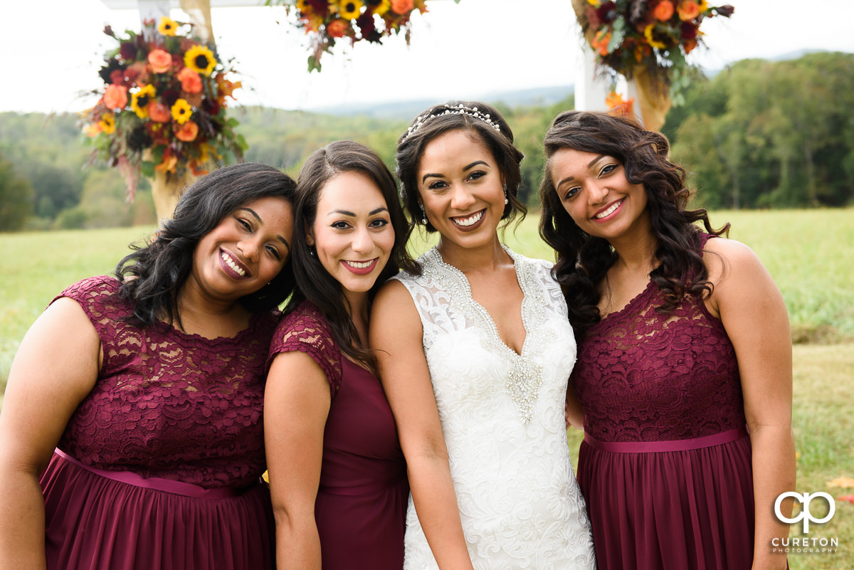 Bridesmaids in the field.