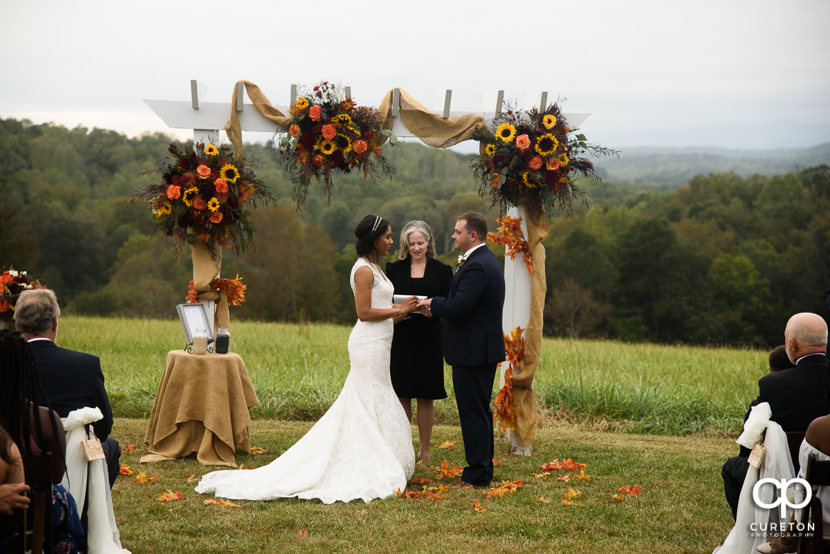 Fall wedding ceremony at Lindsey Plantation.