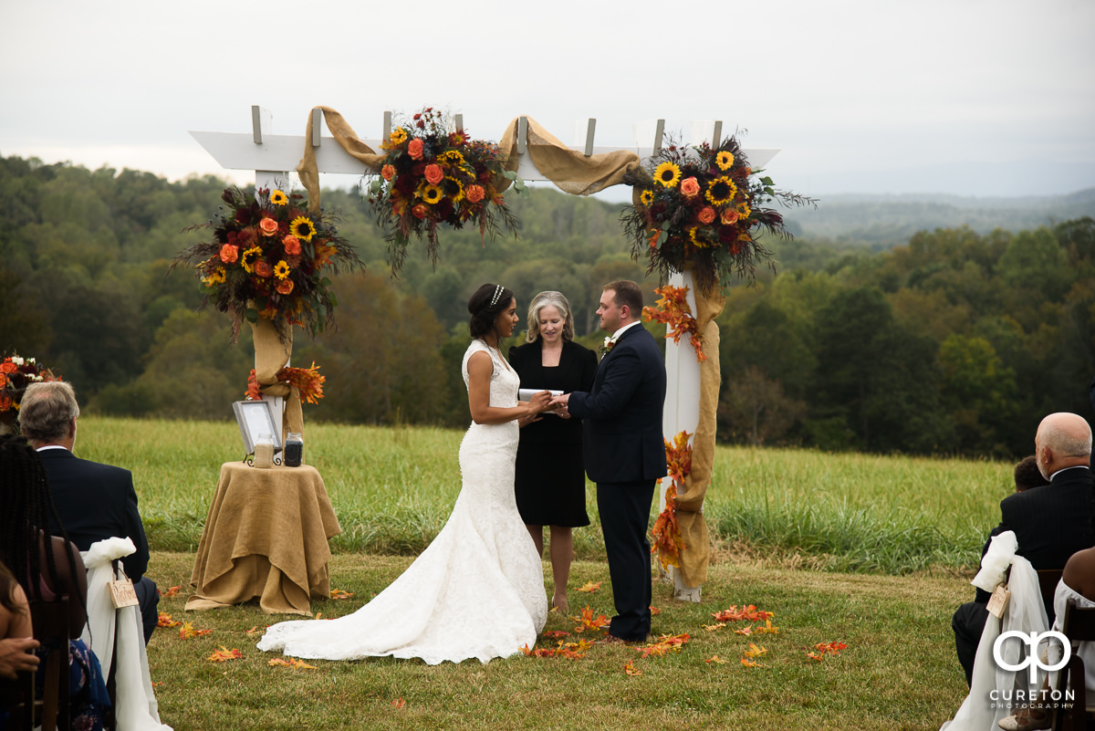 Fall wedding ceremony at Lindsey Plantation.