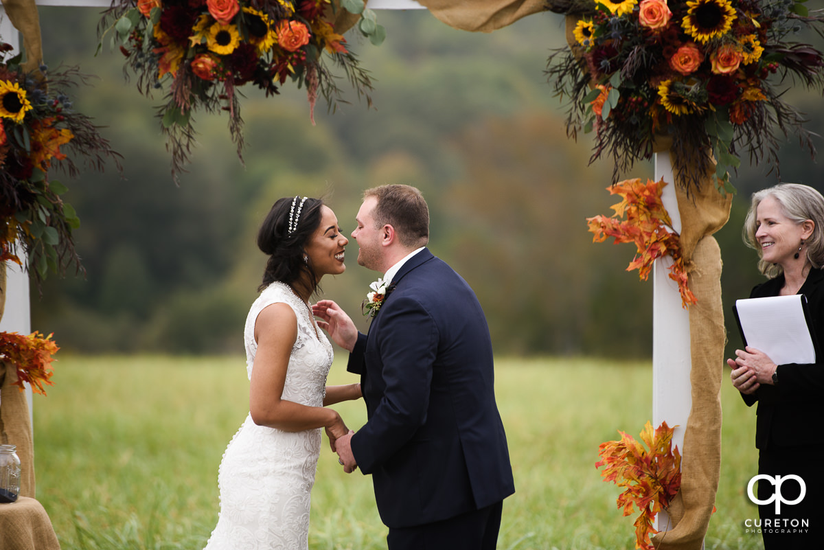 Kiss at the wedding ceremony.