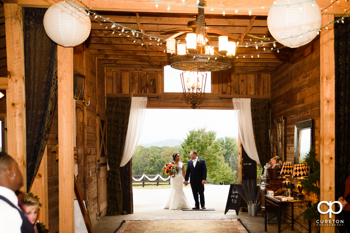 Bride and groom being announced at Lindsey Plantation.