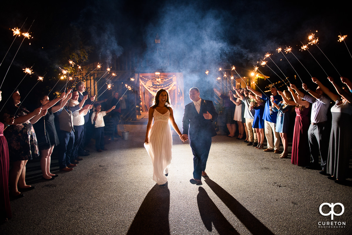 Sparkler leave at the wedding reception at Lindsey Plantation.