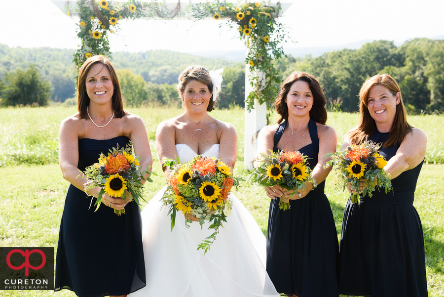 Bridesmaids in the field.