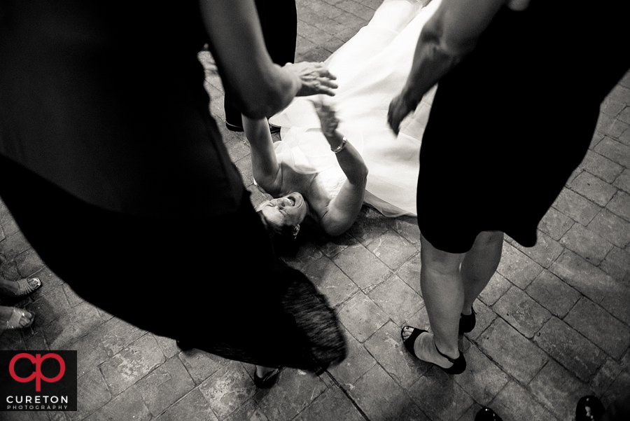 Bride dancing on the floor.