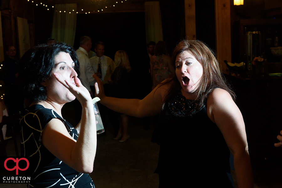 Wedding guests dancing.