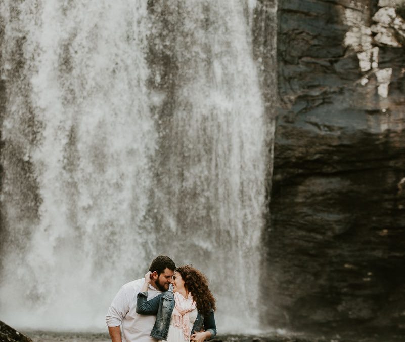 Looking Glass Falls Engagement Session in Pisgah Forest – Kate + Nick