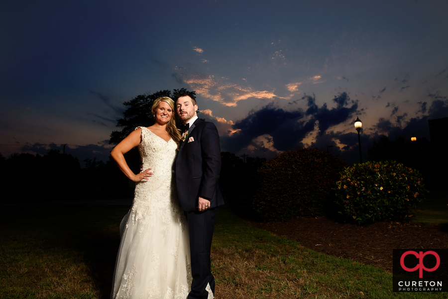 Married couple at sunset in SImpsonville,Sc.