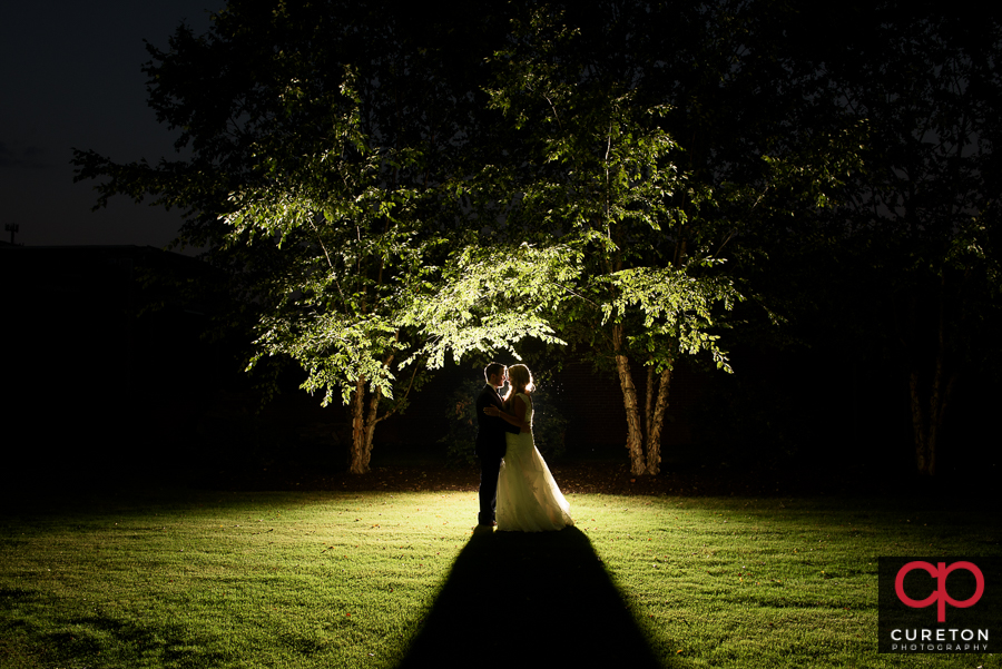 Bride and Groom outside at their Loom reception.