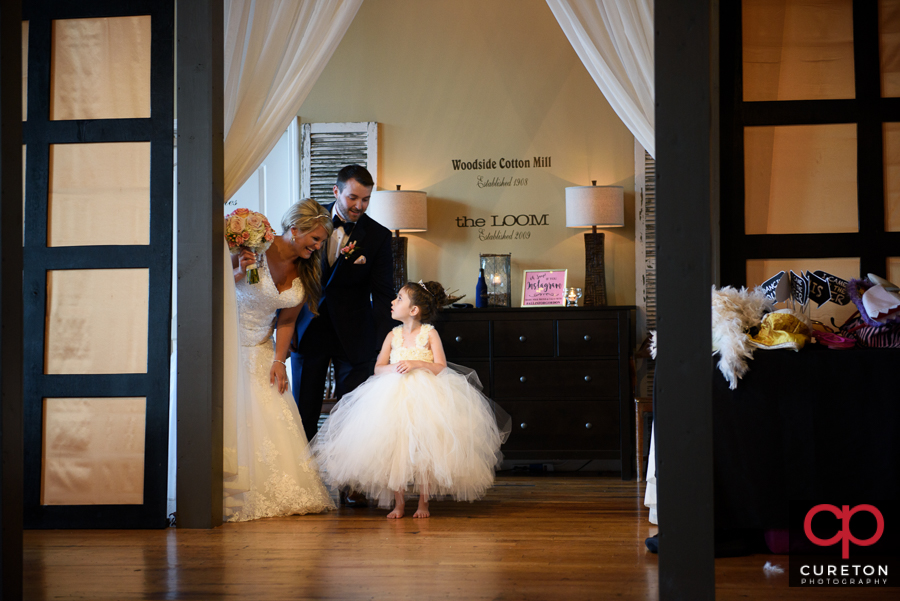 The flower girl getting introduced.