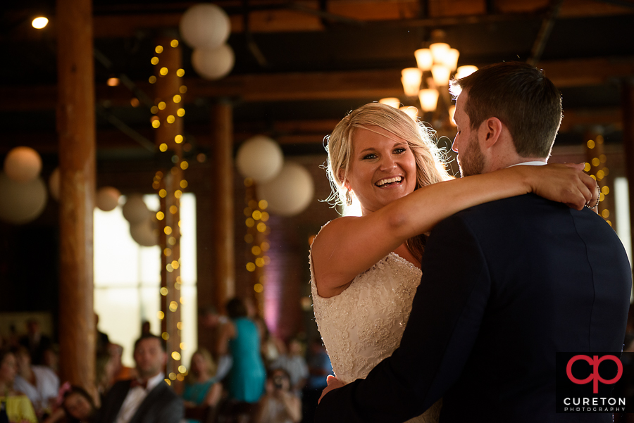 Bride and groom first dance at The Loom.