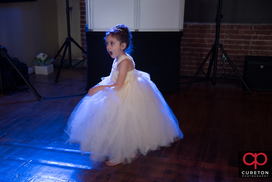 Flower girl dancing.