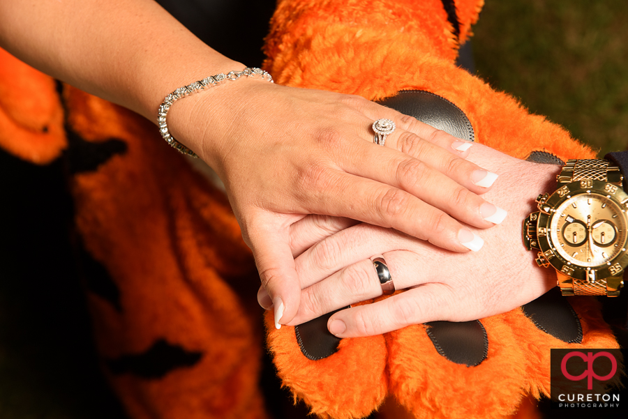 Bride and Groom and the Clemson Tiger.