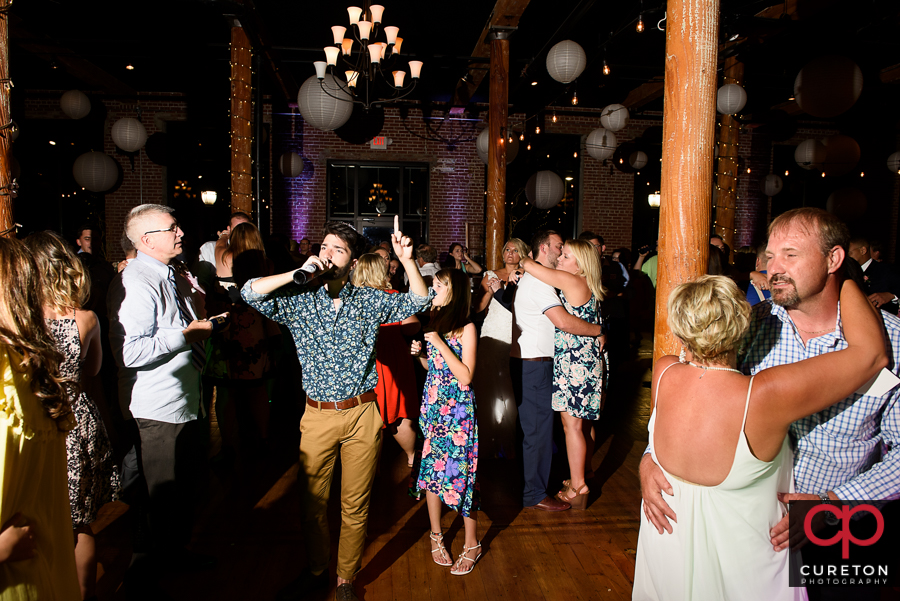 Wedding guests dancing to the sounds of Greenville wedding dj Uptown Entertainment.