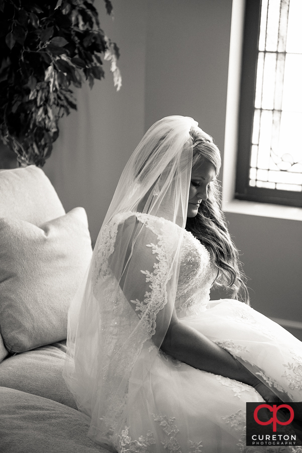 Bride at Mitchell Road Presbyterian church.