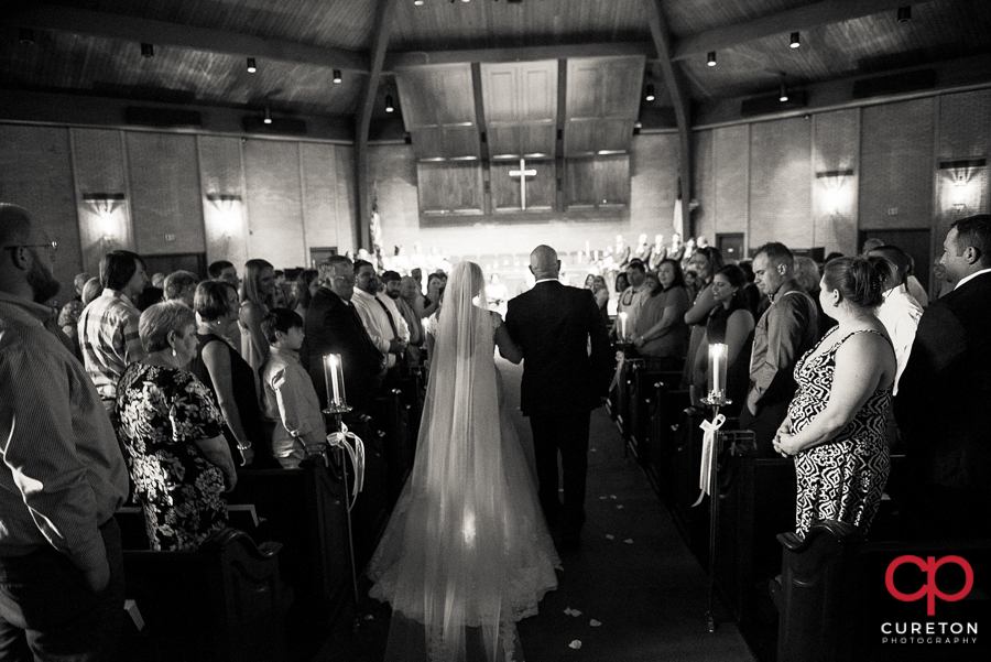 Bride walking down the aisle.