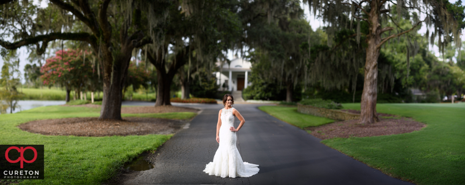 Panoramic shot of a bride during a Myrtle Beach session.