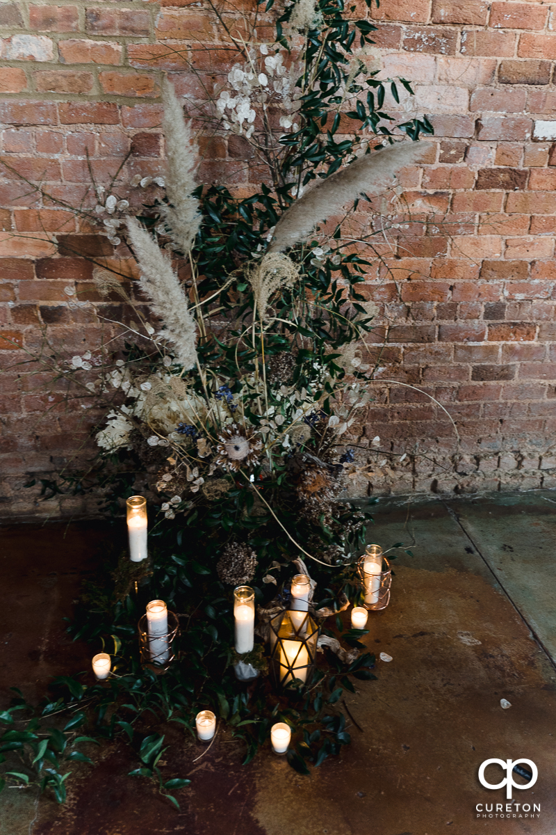 Wedding ceremony florals.