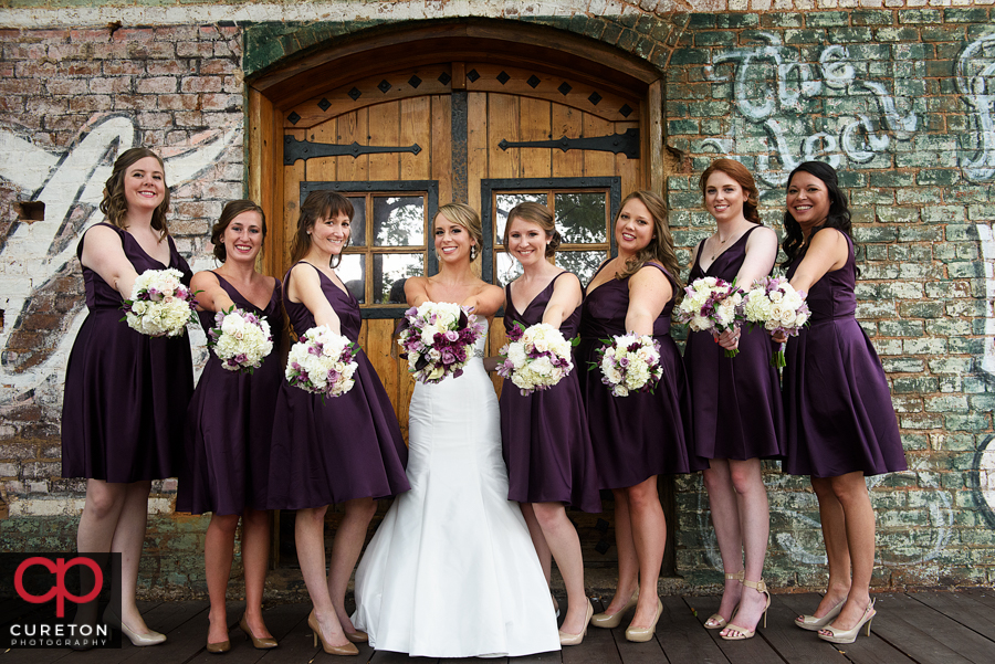 Bridesmaids on the deck at the Old Cigar Warehouse.