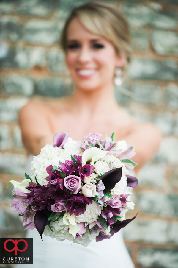 Bride with her bouquet.