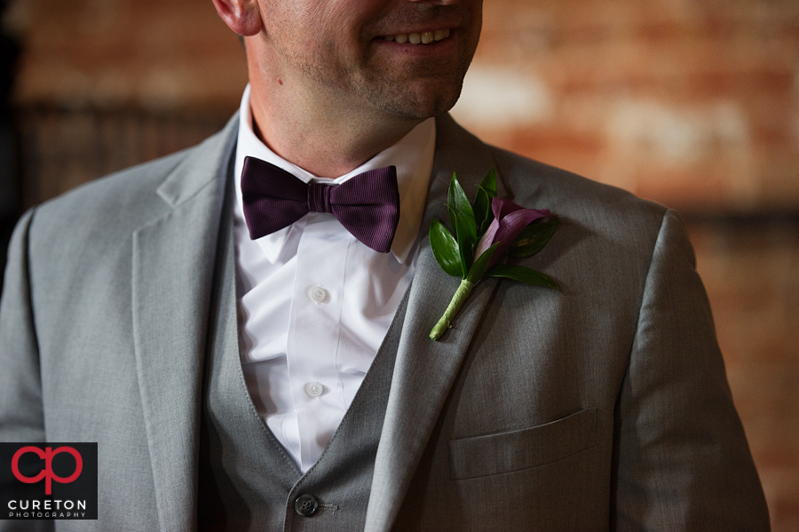 Close-up of groom's tie.