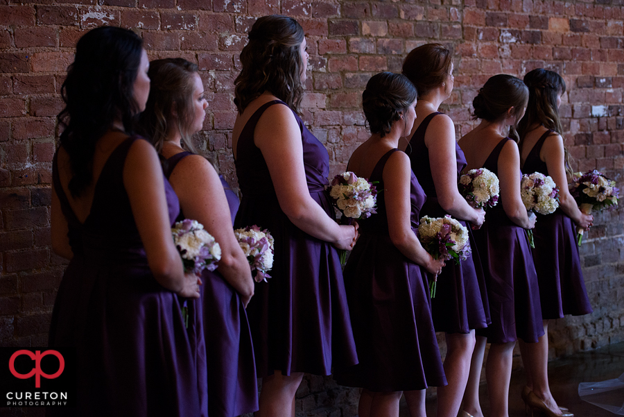 Bridesmaids during the ceremony.