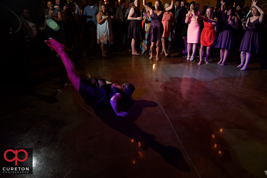 Wedding guests dancing to the sounds of Uptown Entertainment.