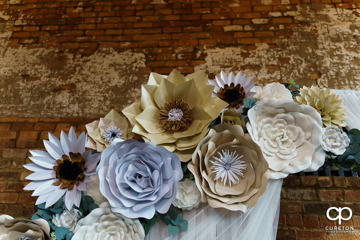 Paper flower wedding decor.
