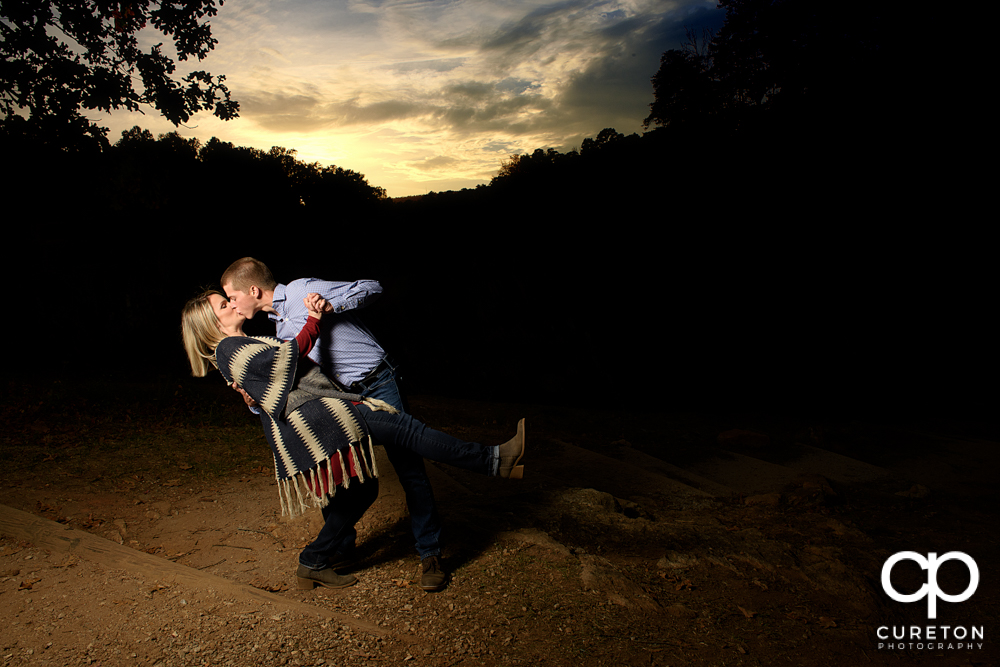 Epic sunset during the Paris mountain engagement session.