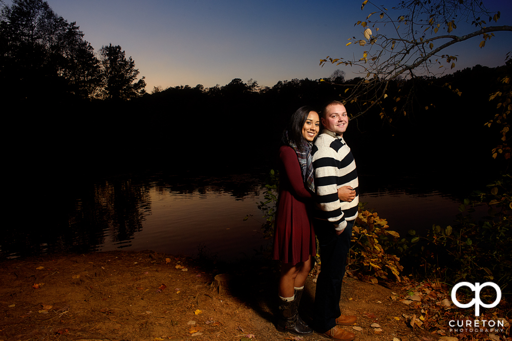 Bride and groom at sunset on Paris Mountain.