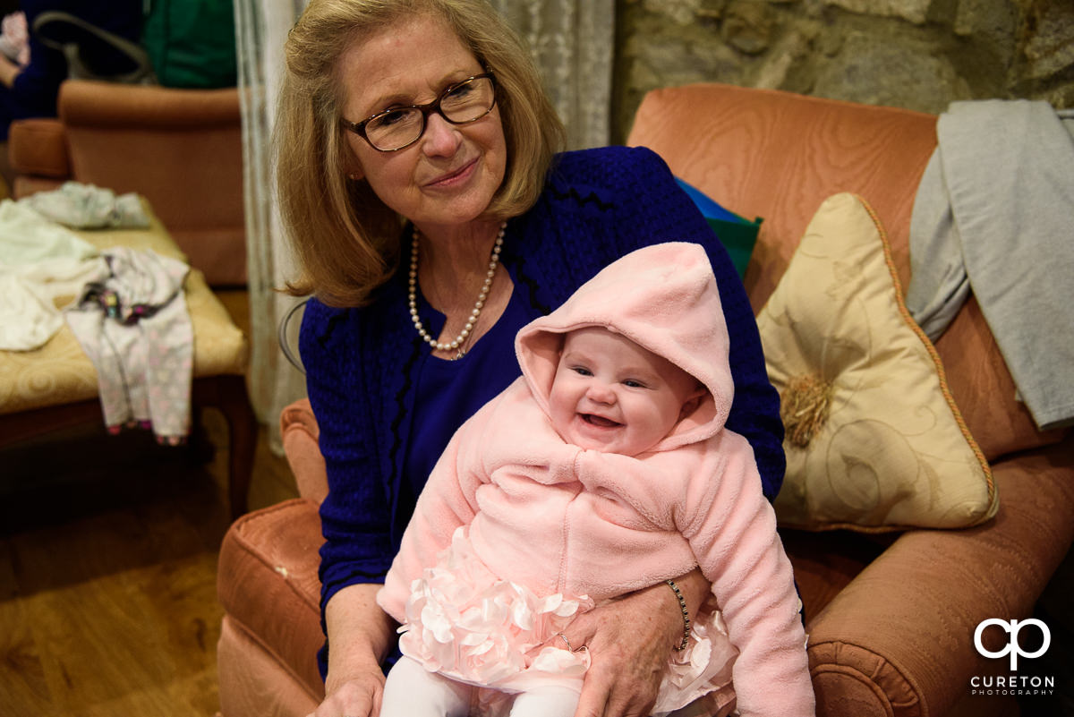 Bride's baby daughter.