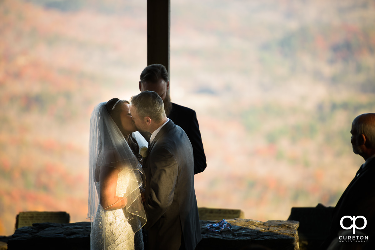 First kiss at the ceremony.